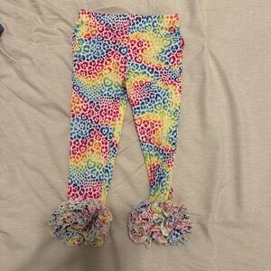 LIMITED EDITION Posh Peanut Lisa Frank Rainbow Leopard Ruffle Leggings, 2T